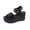 Black, variant on Platform Wedges Sandals for Women Summer Slip on Espadrille Flatform Slides Open Toe Adjustable Buckle Bohemia Beach Sandals Yellow 36