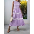 thumbnail image 6 of Women'S Summer Long Dress Casual Boho Striped Sleeveless Smocked Tiered Ruffle Sundress L, 6 of 9