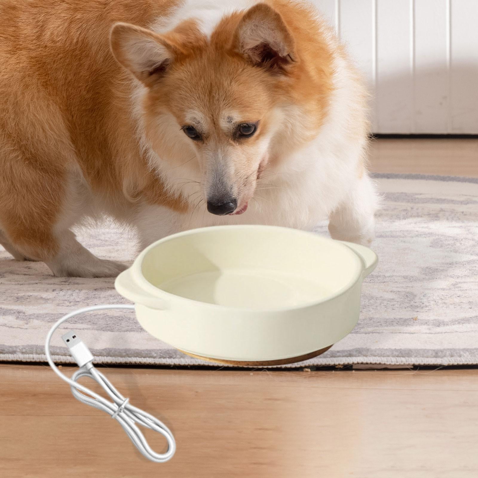 Serenable Pet Heated Bowl Elevated Cat Dog Feeding Bowl Ceramic Pet Water Bowl Thermostatic Warm Water Dish with Anti Slip Pads Suitable for Cats Small Dogs Out 4.5cm Height