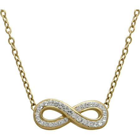 Luminesse White Swarovski Element Gold over Sterling Silver Infinity Necklace, 17