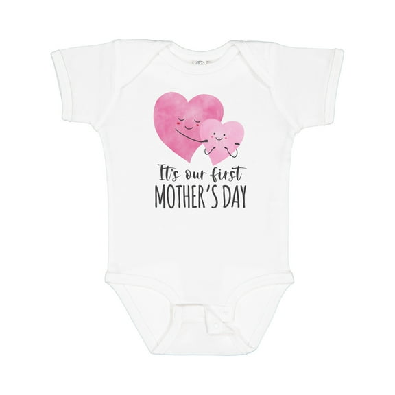 Inktastic It's Our First Mother's Day Cute Hugging Hearts Boys or Girls Baby Bodysuit