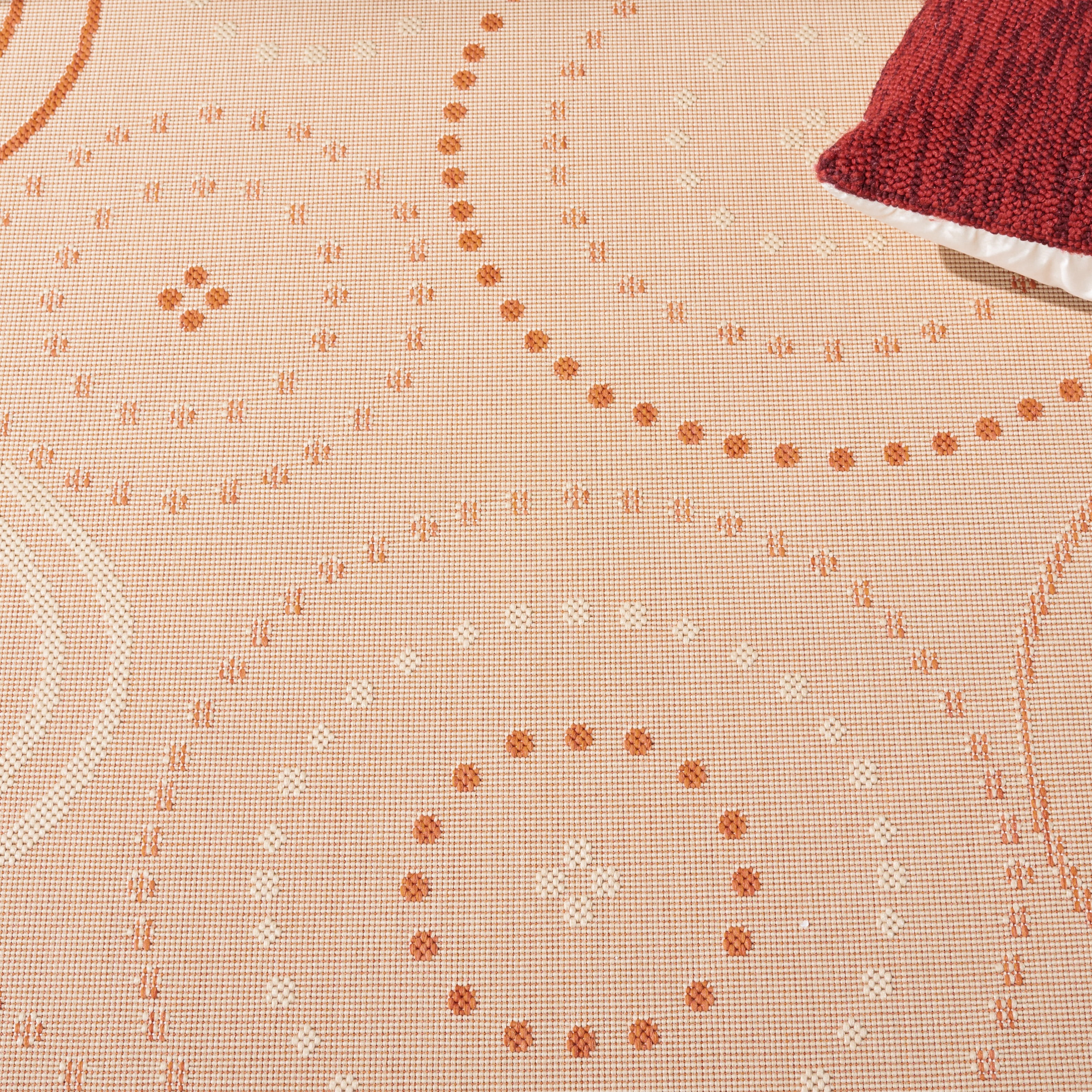 Safavieh Courtyard Hugo Oriental Indoor/Outdoor Area Rug, Natural/Terracotta, 5'3" x 5'3" Round
