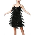 thumbnail image 2 of Kaerm Women's 1920s Flapper Dress Spaghetti Straps Sequin Fringe Latin Dance Dress Party Dancewear Black 3XL, 2 of 6