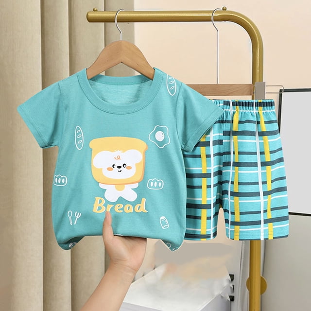 LSLJS Mode T-Shirts Décontractés à Manches Courtes pour Filles Col Rond Bouton Ensemble de Shorts Imprimés Vêtements d'Été Vêtements pour Enfants Tendance 2024