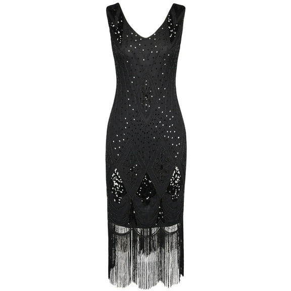 PrettyGuide Women 1920s Gatsby Cocktail Sequin Art Deco Flapper Dress