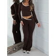 thumbnail image 5 of Jaimenalin Womens Workout Sets 2 Piece Gym Yoga Outfits Crossover Flare Leggings Brown XL, 5 of 7