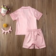 thumbnail image 7 of Kids Toddler Baby Girl Boy Satin Pajamas Set Short Sleeve Button Down Pajama Shirt Top+Shorts Bottoms Sleepwear Outfits, 7 of 7