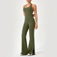 thumbnail image 2 of ABATAB Flare Jumpsuits for Women One Piece Seamless Workout Romper Sleeveless Scoop Neck Side Splits Yog Golf Trendy Outfits, 2 of 3