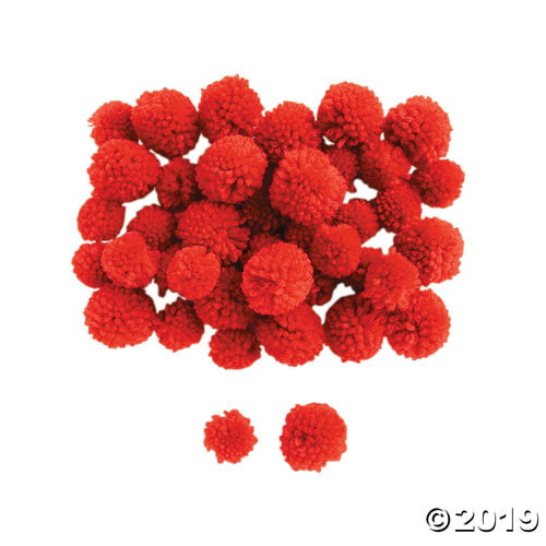 Red Yarn Pom-Poms -