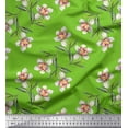 thumbnail image 1 of Soimoi Green Rayon Fabric Leaves & Daffodil Floral Printed Fabric 1 Yard 56 Inch Wide, 1 of 3