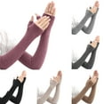 thumbnail image 3 of 1 Pair Fall Winter Gloves Fingerless Knitted High Elasticity Touchscreen Non-slip Elbow-Length Arm Warmers Arm Sleeves Keep Warm Windproof Cycling Wrist Covers, 3 of 8
