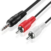 3.5mm to rca audio cable (6 feet) bi-directional male to male gold plated connector aux auxiliary headphone jack plug y adapter splitter converter to left / right stereo 2rca wire cord