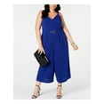 thumbnail image 3 of EMERALD SUNDAE Womens Blue Spaghetti Strap V Neck Evening Wide Leg Jumpsuit Plus 2X, 3 of 4