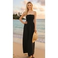 thumbnail image 3 of HAPPY BAY Women's Beach Summer Solid Smocked Top Maxi Evening Slit Dress Casual Strapless Tube Dresses for Women One Size Black, Solid, 3 of 3