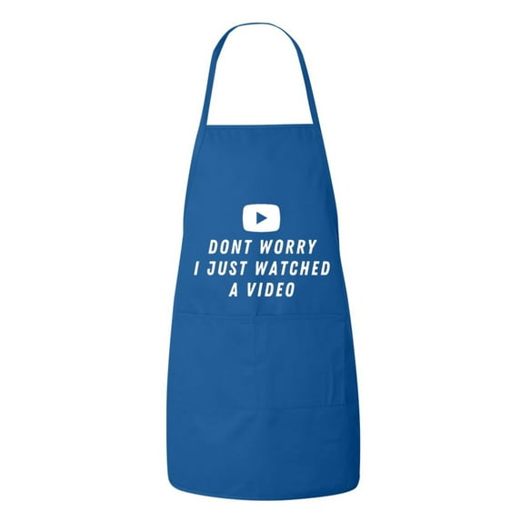FASCIINO - Dont Worry I Watched A Video, Funny Chef Apron with Two Front Pockets