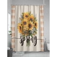 thumbnail image 5 of Sunflower Extra Long Shower Curtain Set, Waterproof Shower Curtains for Bathroom, Spring Floral Summer Botanical Brown Plaid Washable Fabric Cloth Bath Curtain for Bathtub with Hooks 72x96 Inches, 5 of 6