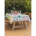 thumbnail image 2 of Outdoor Tablecloth with Umbrella Hole and Zipper, Happy Easter Rectangle Table Cloth 60x84 Inch Waterproof Tablecloth, Spring Bunny Eggs Flower Teal Wood Grain Picnic Table Cover for Patio Camping, 2 of 7
