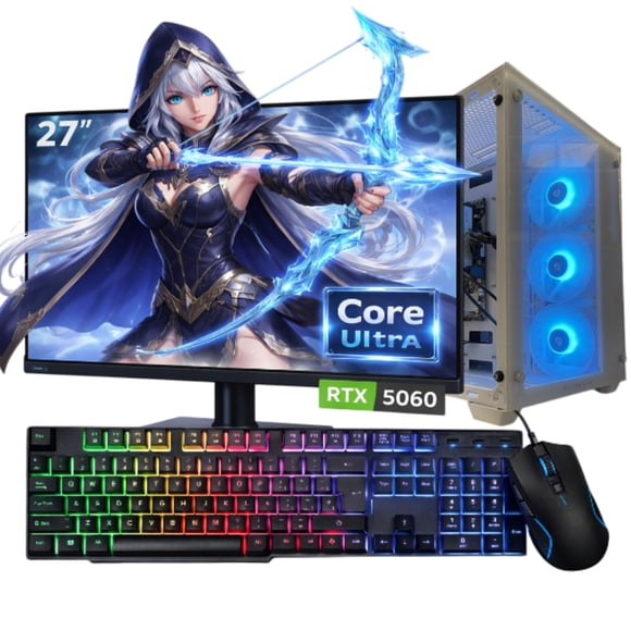 Computadora Completa Nvidia RTX 5060 Gamer Intel Core Ultra 5 225F 32Gb DDR5 SSD 1Tb Monitor 27" WIFI