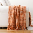 thumbnail image 2 of Battilo Rustic Style Acrylic Throw Blanket Measuring, Orange, 2 of 11
