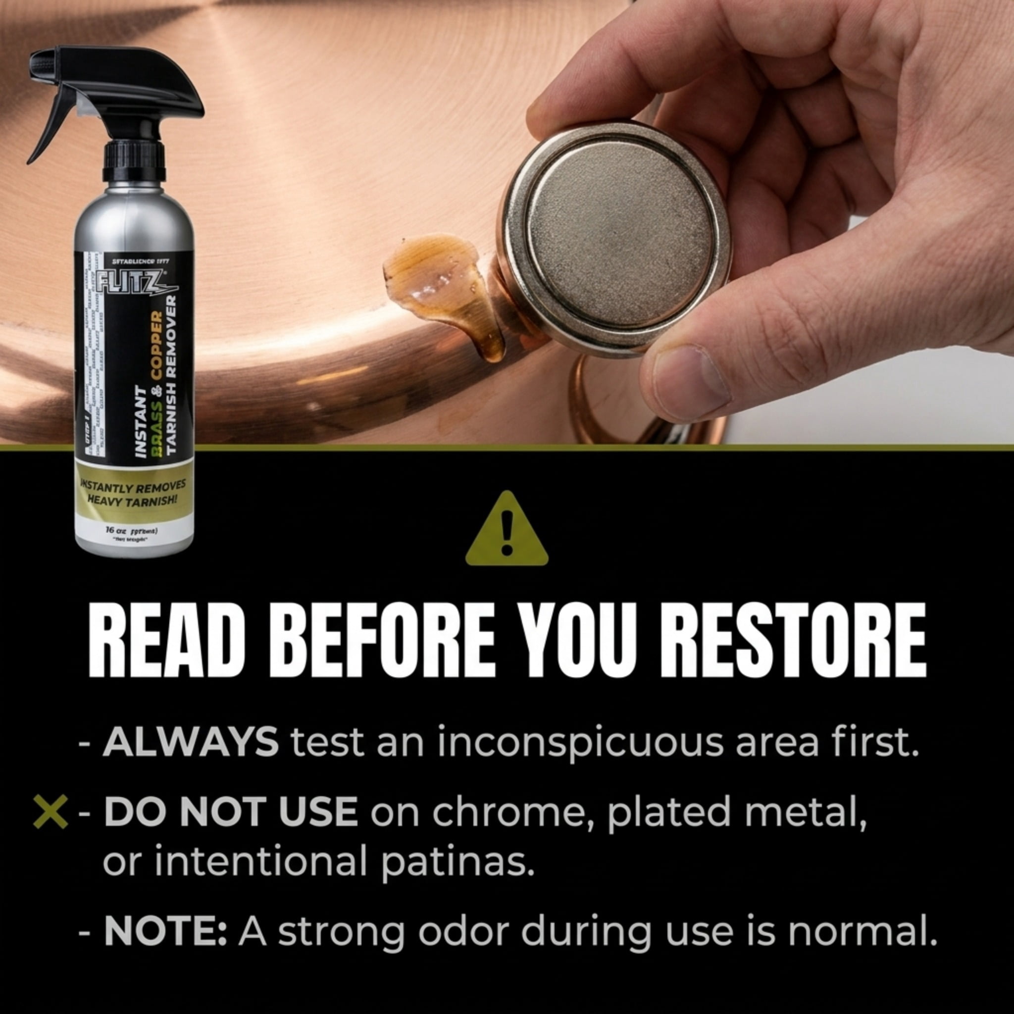 Flitz Instant Brass and Copper Tarnish Remover, Rust Remover Spray for Shine and Protection, 16 oz