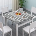 thumbnail image 3 of Gray Geometric Quatrefoil Pattern Square Fitted Tablecloth with Elastic Edge,Square Table Cover,Washable Elastic Table Cover for Home Kitchen Party Decor 36"x36", 3 of 6