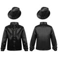 thumbnail image 4 of MSemis Kids Boys Shiny Sequin Hip-Hop Jazz Choir Shirt and Hat Dance Outfits Black 7-8, 4 of 7