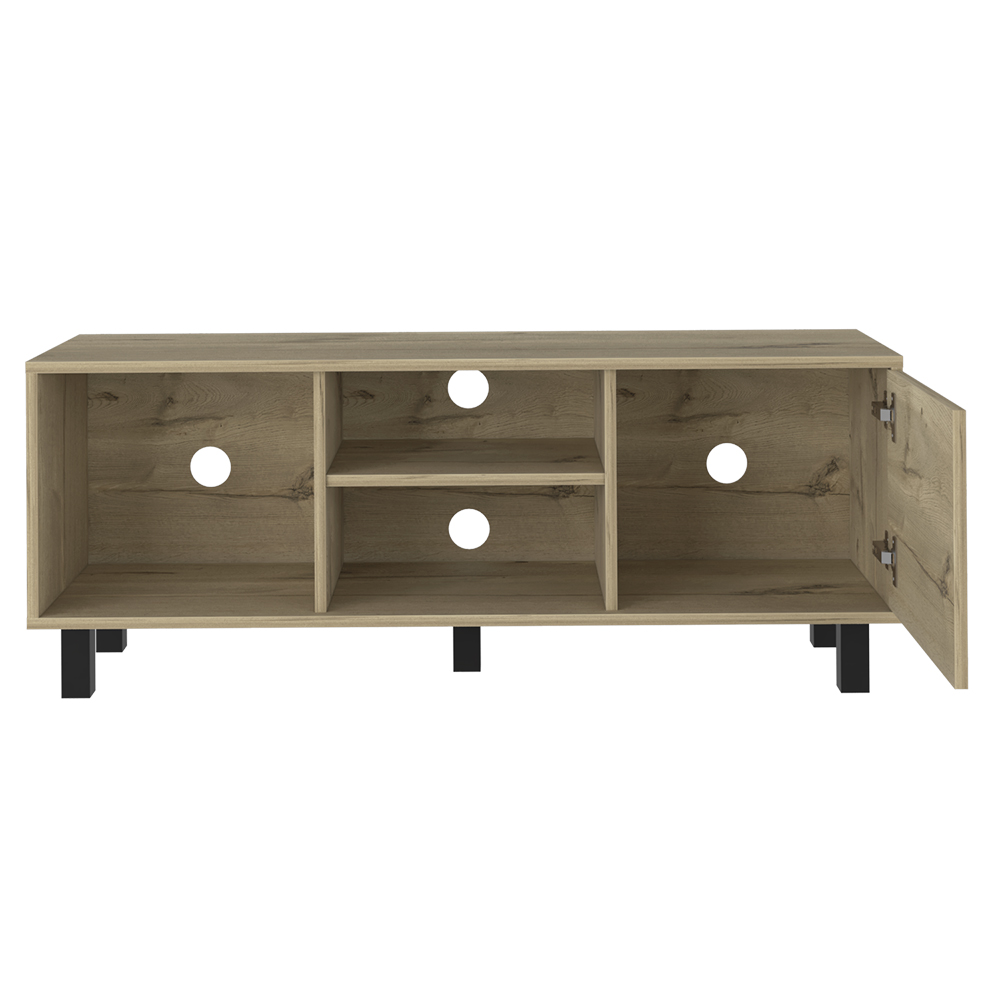 Aukfa TV Stand for TVs Up to 55", Wood TV Storage Cabinet with Door, Brown