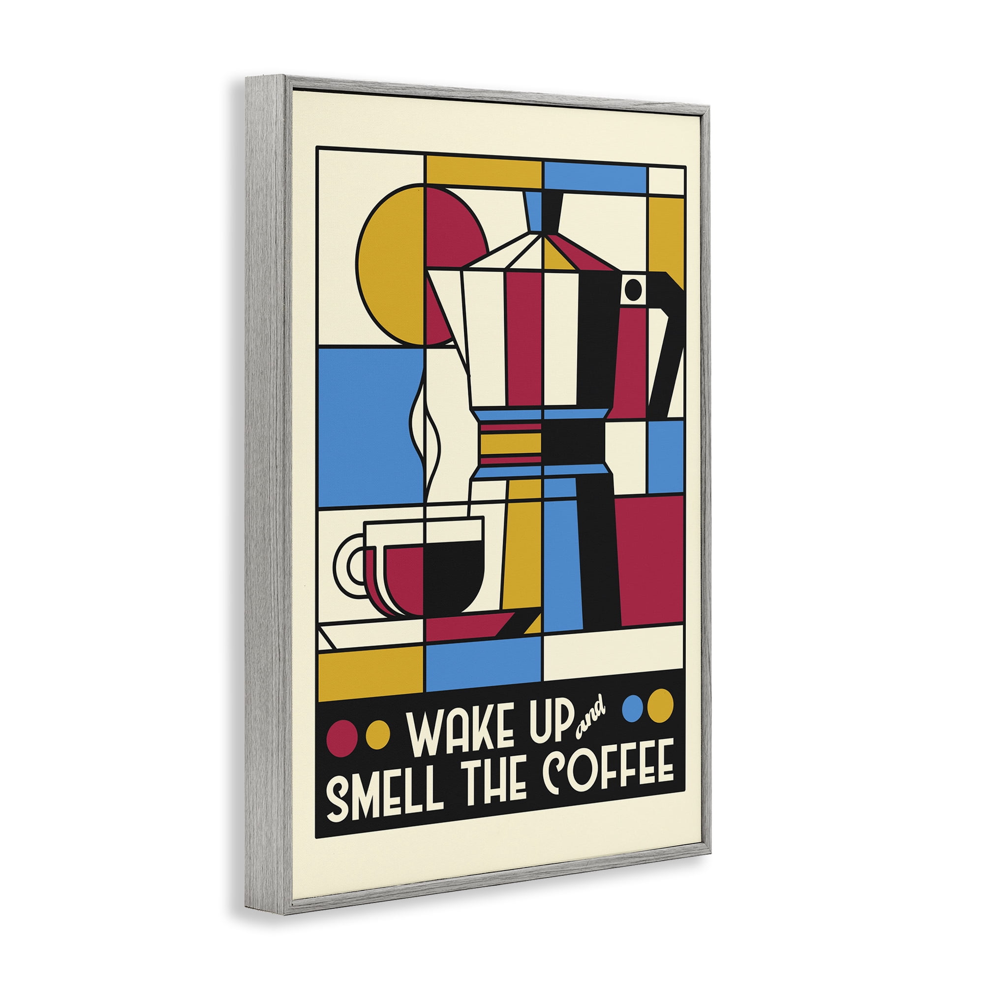 Stupell Industries Retro Wake Up & Smell Coffee Gray Framed Giclee Art, design by Tobe Fonseca