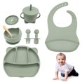 thumbnail image 2 of Silicone Baby Toddler Tableware Set Children Non-Slip Dinnerware with Silicone Bib Silicone Bowl Divided Plate with Suction Silicone Sippy Cup Silicone Snack Cup for Baby Toddler, 2 of 10