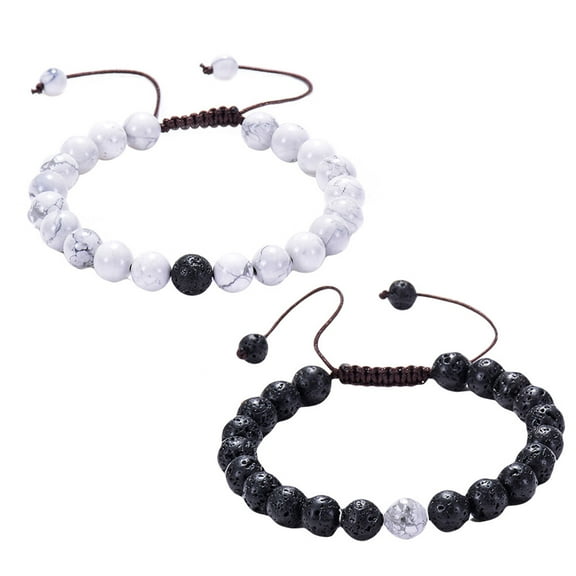 2 Pcs Couple Distance Bracelet Connecting Bracelets for Couples Handmade Beaded Men Women