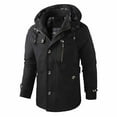 thumbnail image 5 of Txeol Men's Hooded Trench Coat Full Zip Button Front Jacket with Detachable Hood Windproof Winter Outerwear,Black,XXL, 5 of 7