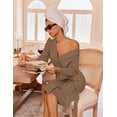 thumbnail image 4 of Ekouaer Robes for Women Waffle Knit Bathrobe Lightweight Kimono Robe Knee Length Loungewear with Pockets, 4 of 6