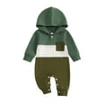 thumbnail image 2 of Elippeo Baby Boy Fall Romper Contrast Color Long Sleeve Hood Full Length Pocket Jumpsuit 3 6 12 18 Months, 2 of 9