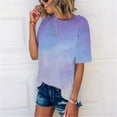 thumbnail image 6 of Baqcunre Womens Shirts Ladies Summer New Gradient Tie Dye Printing Trend Women'S Short Sleeves Womens T Shirts Womens Tops Purple XL, 6 of 7