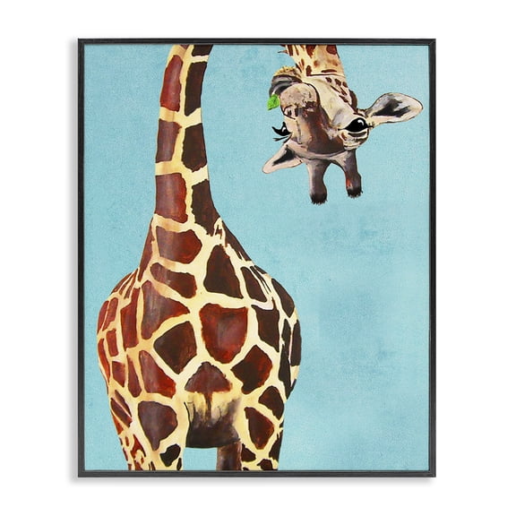 Stupell Industries Contemporary Curious Giraffe Chewing Leaves Black Framed Giclee Art, 11 x 14, by Coco de Paris