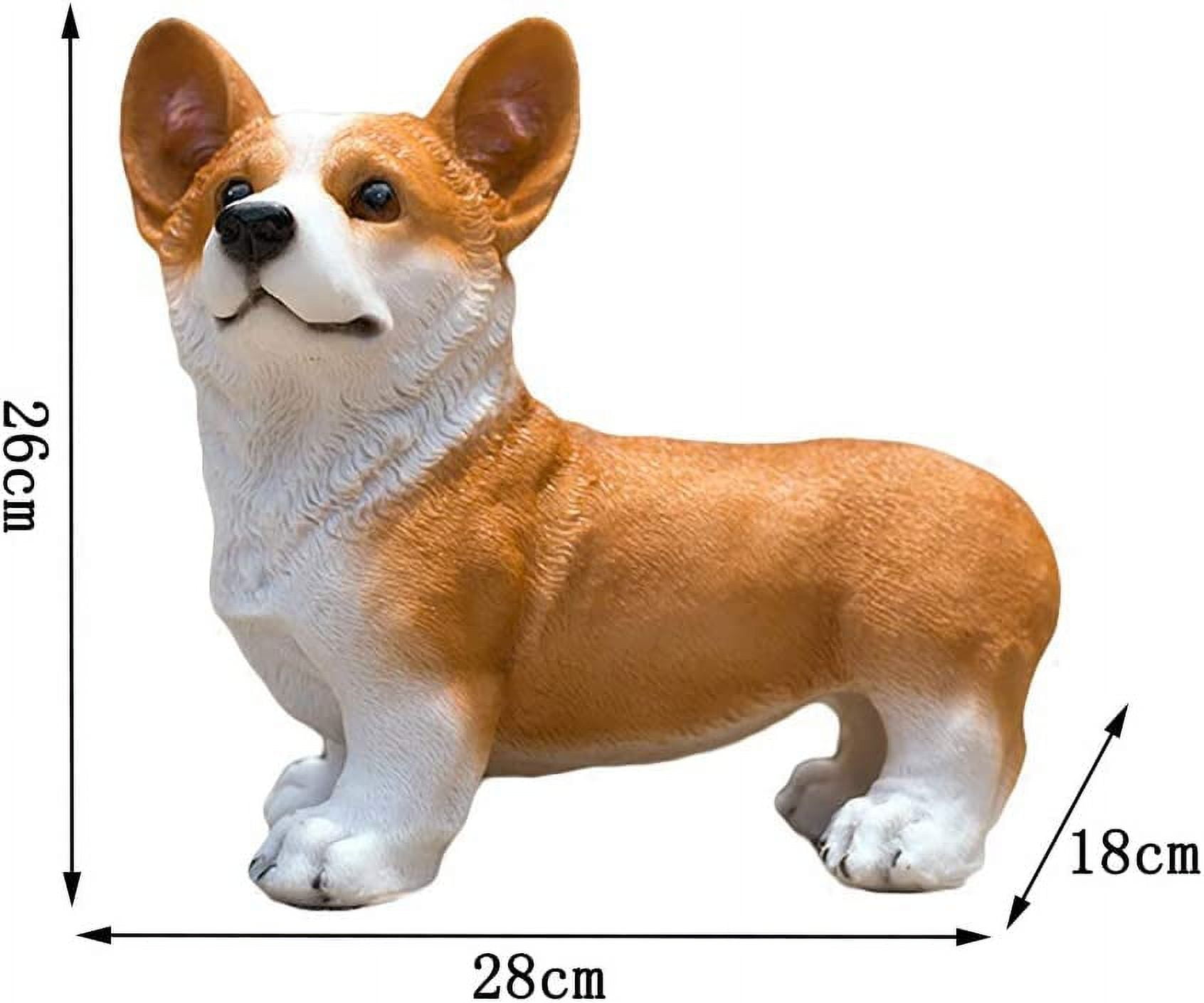 Nvzi Cute Corgi Dog Figurines,Resin Garden Patio Simulation Dog Statues Decor Outdoor Hand-Painted Ornaments Yard Art Lovely Sculptures Black 28x18x26cm(11x7x10inch)