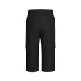 thumbnail image 3 of FAHXNVB Women's Cargo Capri Pants Solid Color Elastic Waist Hinking Pants with Pockets Summer Loose Fit Fashion Casual Pants, 3 of 5
