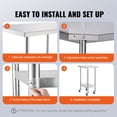 thumbnail image 5 of KFFKFF 24x18x38 Inch Stainless Steel Prep Table, Equipped with 4 Casters and 3 Height Settings, Durable for Restaurant Kitchen Use, Silver, 5 of 8