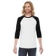 thumbnail image 1 of Camiseta American Apparel Camiseta manga raglán 3/4 de polialgodón unisex BLANCO/NEGRO M BB453W, 1 of 1