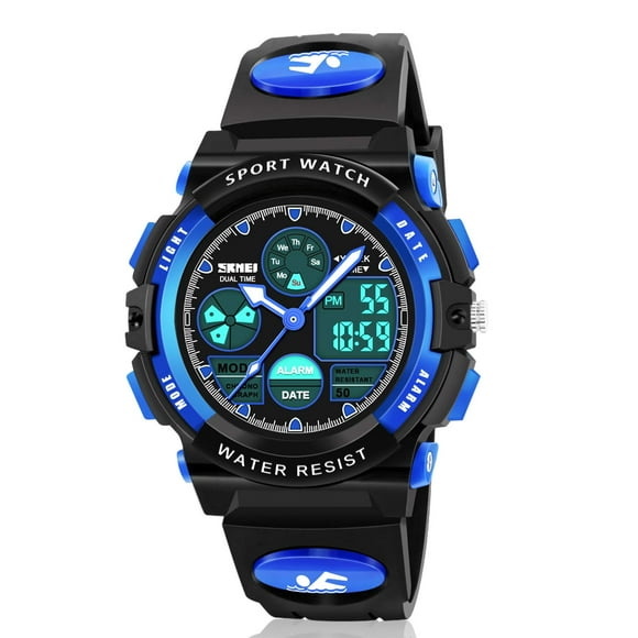 Dodosky Boy Toys Edad 5-12, LED 50M Relojes deportivos digitales impermeables para niños Regalos de cumpleaños Regalos para niños de 5-13 años - Azul