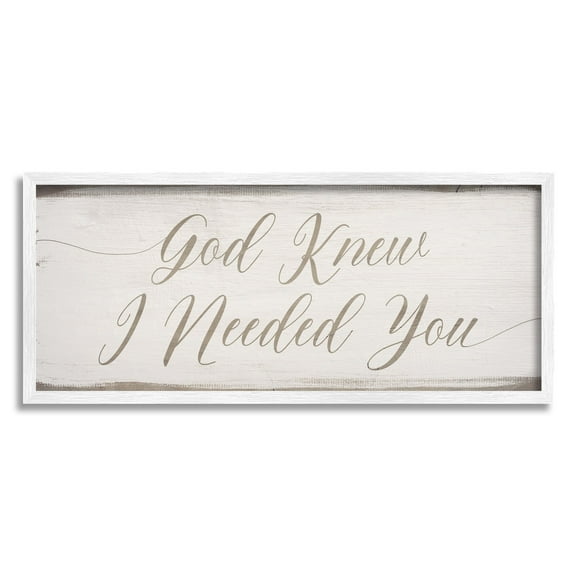 Stupell Industries God Knew I Needed You Romantic Religious Phrase Framed Wall Art, 24 x 10, Design by Daphne Polselli