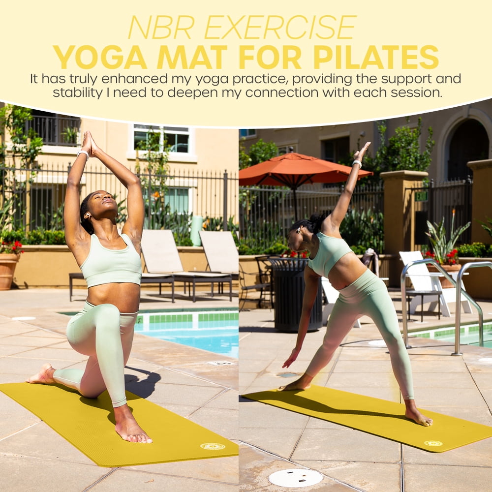 Yoga Mat 10 mm Thickness with Carry Strap | Lightweight and Non slip Yoga Mat For Pilates, Yoga | Free eBook For Mat Workouts