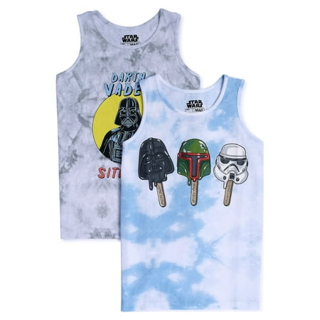 Star Wars Boys Mandalorian Graphic Tank Top, 2-Pack, Sizes 4-18