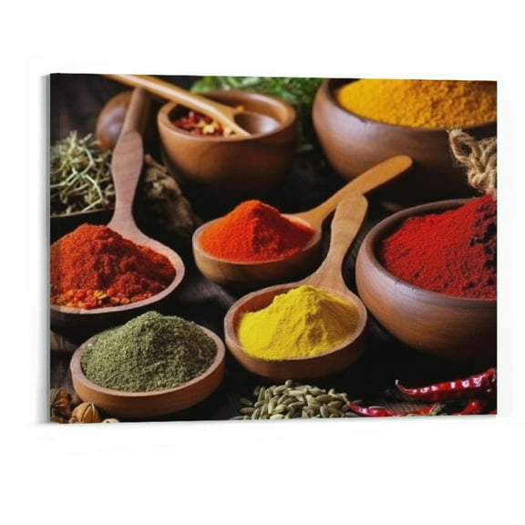 Shiartex Kitchen Spices Poster Canvas Print Painting Picture Wall Art Bedroom Living Room Decor (frame,20x16 Inch)