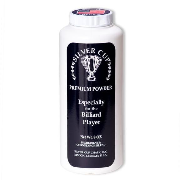 SILVER CUP Pool Billiard Premium Powder White 8 oz Bottle - Made in the USA