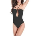 thumbnail image 2 of One Piece Womens Halter Swimsuits Cutout Open Back Bathing Suits O-Ring Swimwear for Women Black, L, 2 of 4