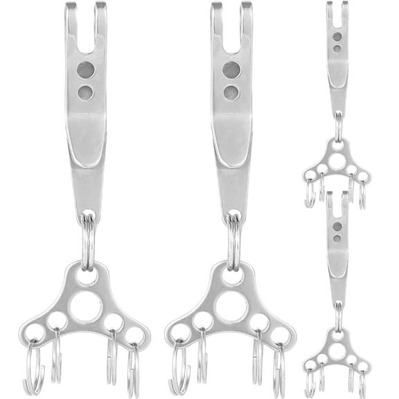UNOMOR 4Pcs Carabiner Key Ring Stainless Steel Clip Shape Key Storage for Outdoor Use