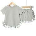 thumbnail image 4 of LYMAYTER Kids Baby Girls Cotton T-Shirt Outfit 2PCS Infant Lace Short Sleeve Tees Tops Shorts Casual Sets for 9 Months-7 Years, 4 of 9
