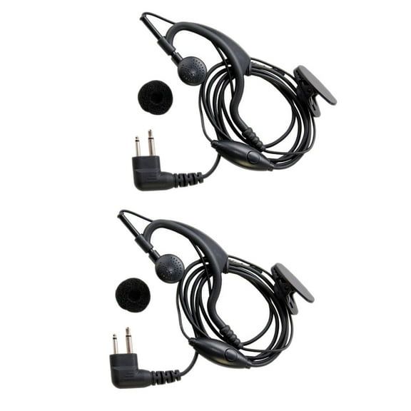 HQRP Set: 2PCS 2-Pin External Ear Loop Hands Free with Push-to-Talk Microphone for Motorola Radio Devices CP Series: CP88 CP040