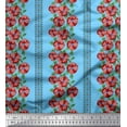 thumbnail image 1 of Soimoi Cotton Poplin Fabric Stripe,Leaves & Floral Artistic Printed Fabric 1 Yard 56 Inch Wide, 1 of 1